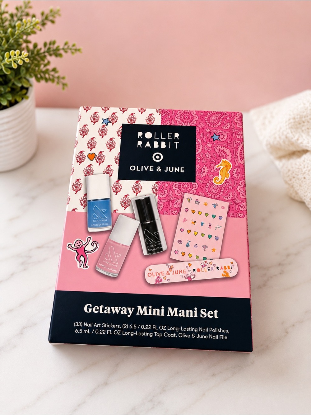 Roller Rabbit Pink & Blue Mini Manicure Kit